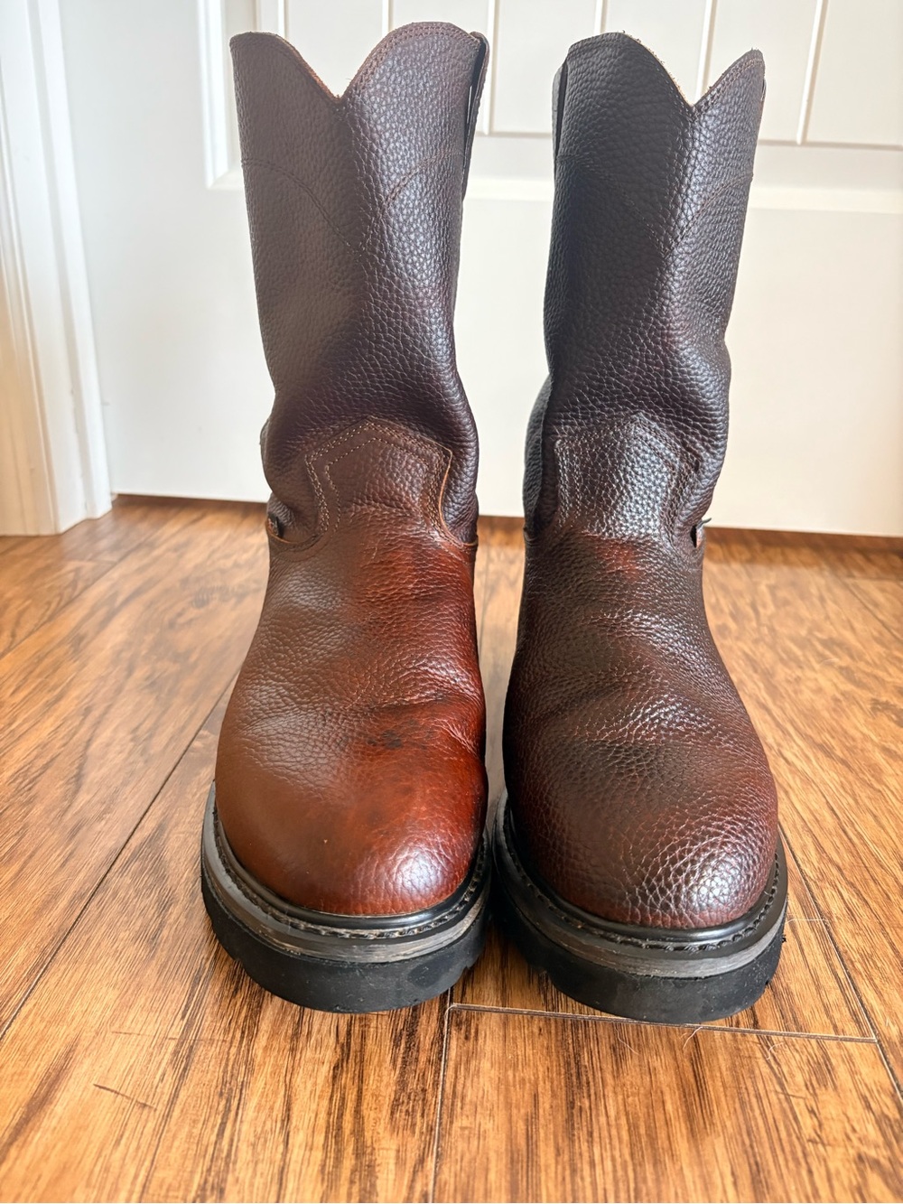 Justin Boots Men's Brown Two-Tone Leather Western Work Boots